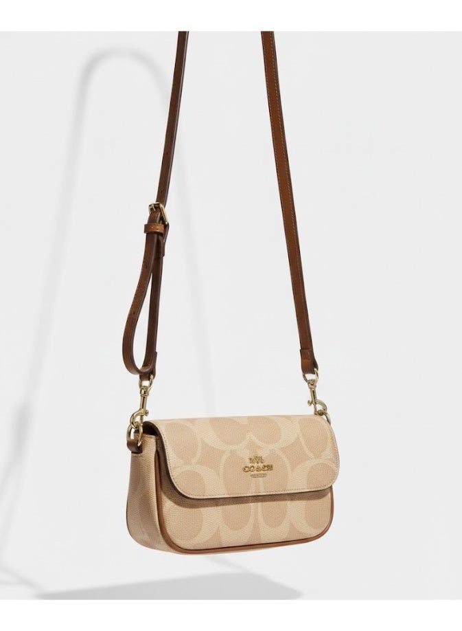 كوتش اوت ليت حقيبة كوتش "سيجنتشر" كروس بودي - لون كافيه (Khaki/Beige) - إكسسوارات ذهبية فاخرة - Image 1